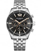 Lee Cooper Men's Multifunction Watch Black Dial With Silver Metal Band,LC07641.360